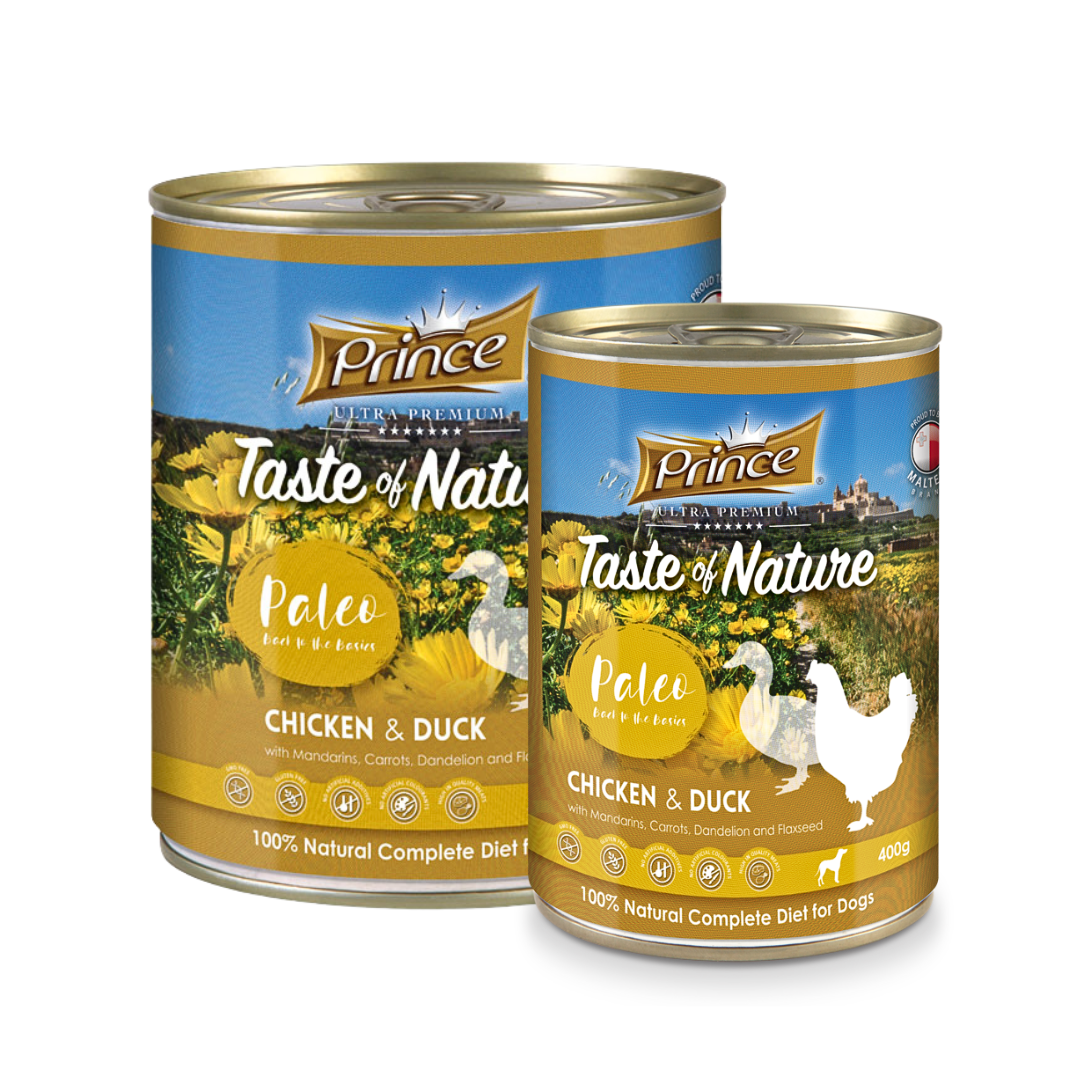 Консерва за кучета с пилешко и патешко, с мадарини и моркови TON PALEO CHICKEN & DUCK 400gr