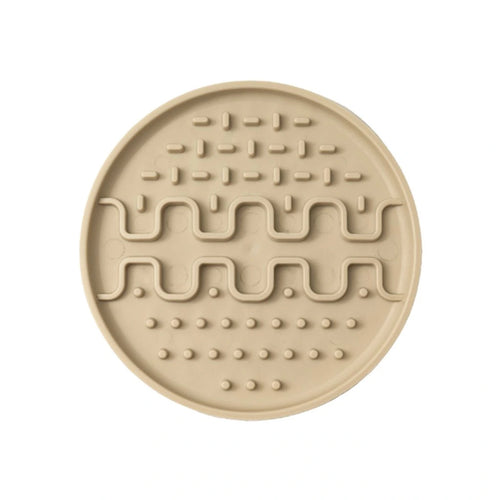 Неплъзгаща мини подложка за хранене за кучета и котки Fiboo Licking Mat for small dogs Lollipop Mini Beige/Green - забавя храненето, успокоява и отпуска