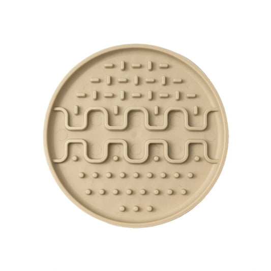 Неплъзгаща мини подложка за хранене за кучета и котки Fiboo Licking Mat for small dogs Lollipop Mini Beige/Green - забавя храненето, успокоява и отпуска