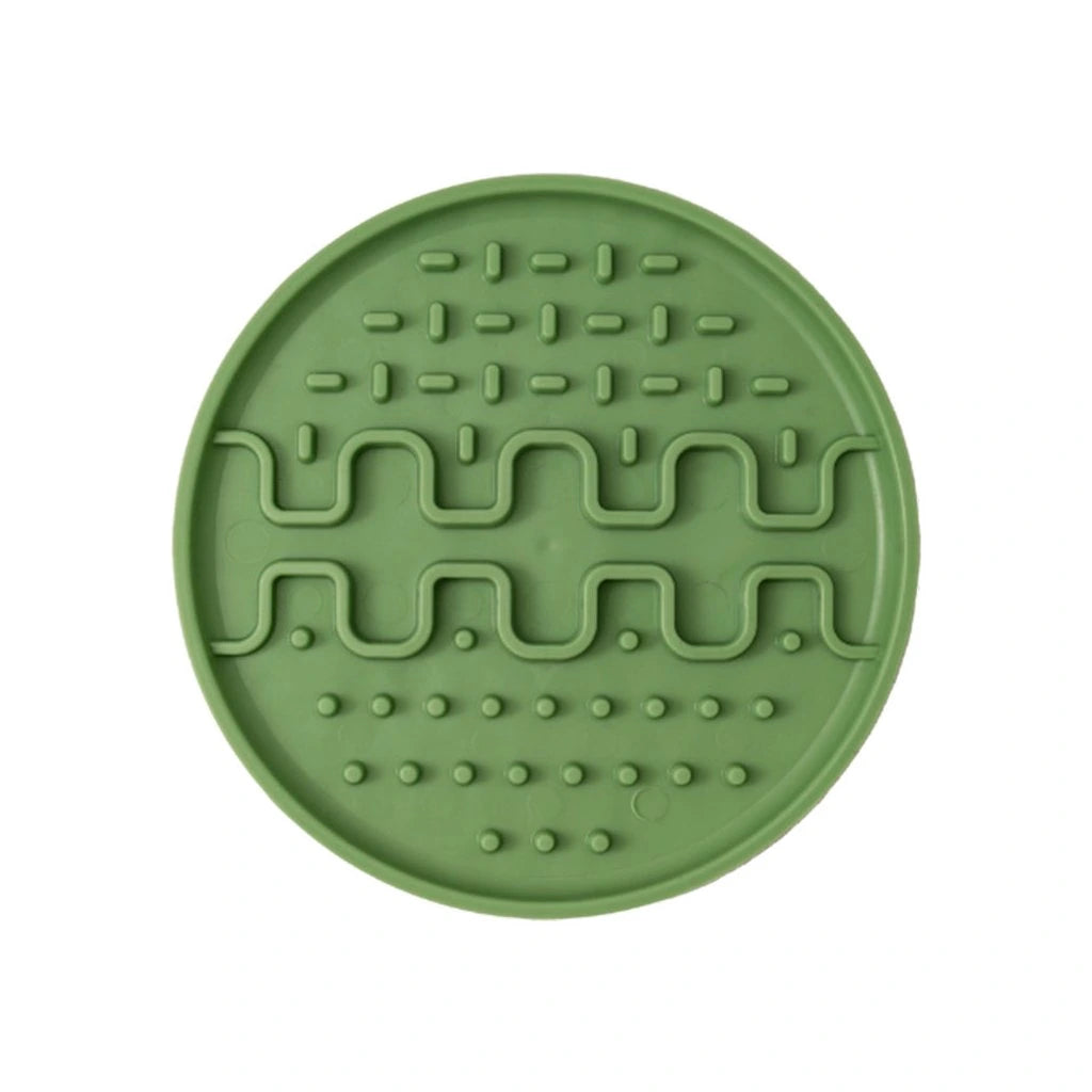 Неплъзгаща мини подложка за хранене за кучета и котки Fiboo Licking Mat for small dogs Lollipop Mini Beige/Green - забавя храненето, успокоява и отпуска
