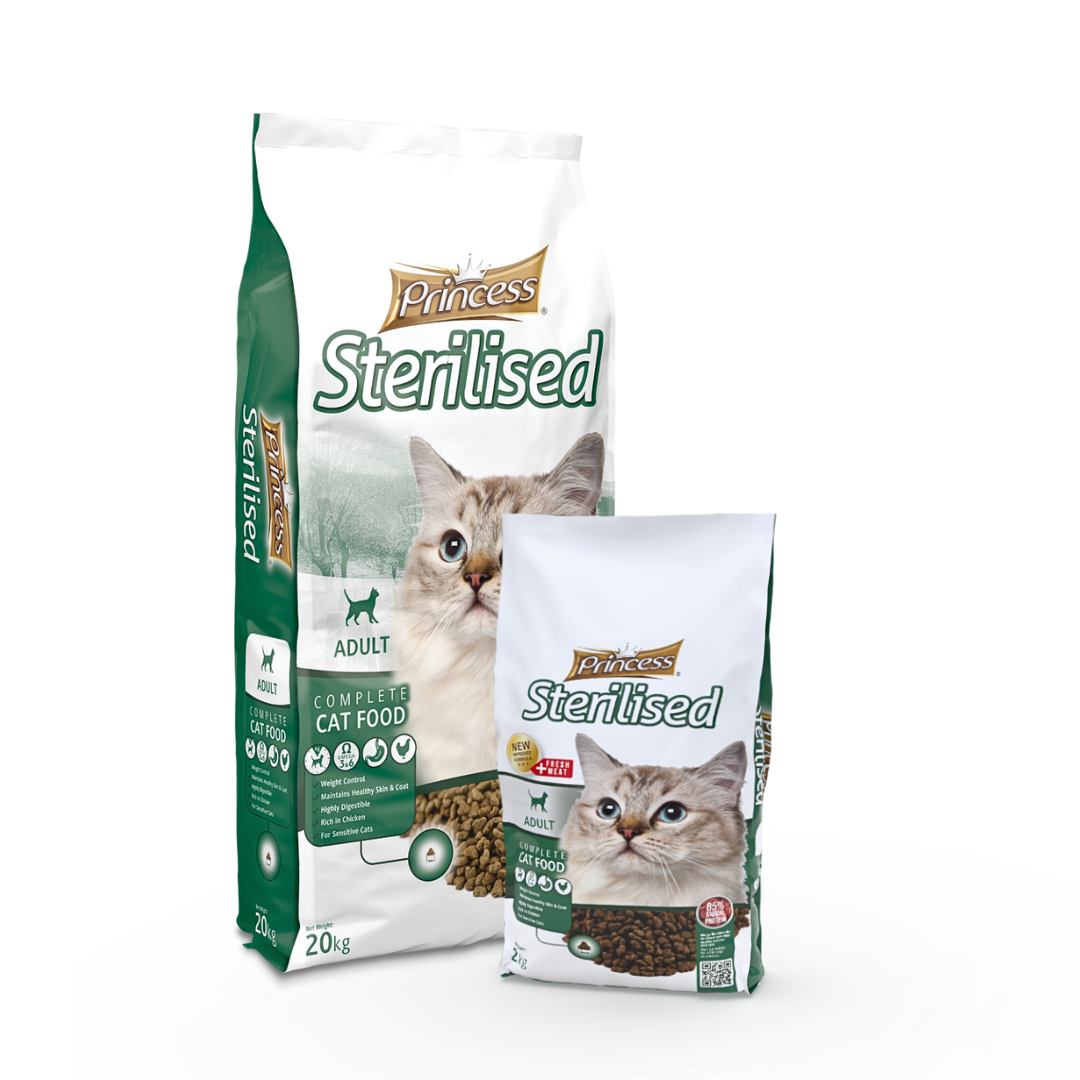 Бюджетни гранули за кастрирани котки с птиче  месо Princess Maintenance – Sterilised 2 кг.