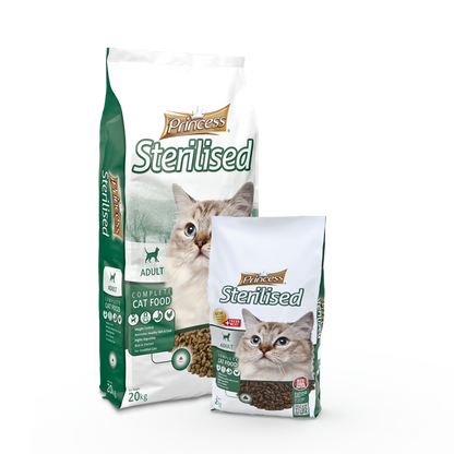 Бюджетни гранули за кастрирани котки с птиче  месо Princess Maintenance – Sterilised 2 кг.