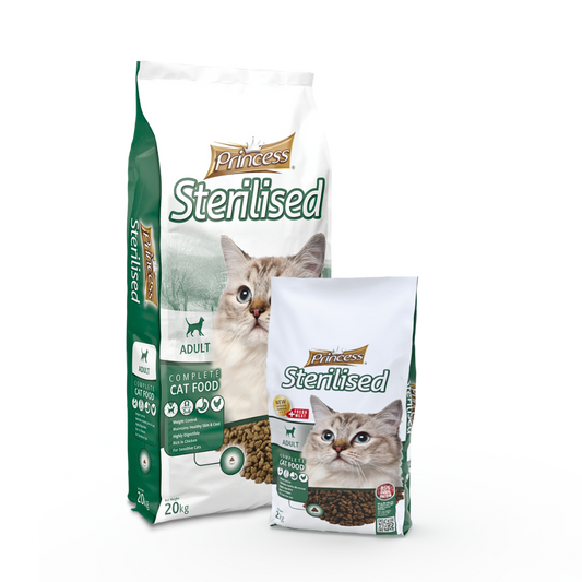 Бюджетни гранули за кастрирани котки с птиче  месо Princess Maintenance – Sterilised 2 кг.