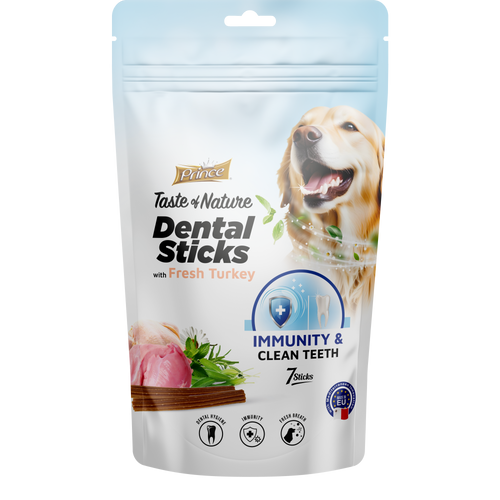 Дентални пръчки с прясно пуешко за имунитет за кучета /7бр/ PRINCE DENTAL STICK - Immunity with Fresh Turkey