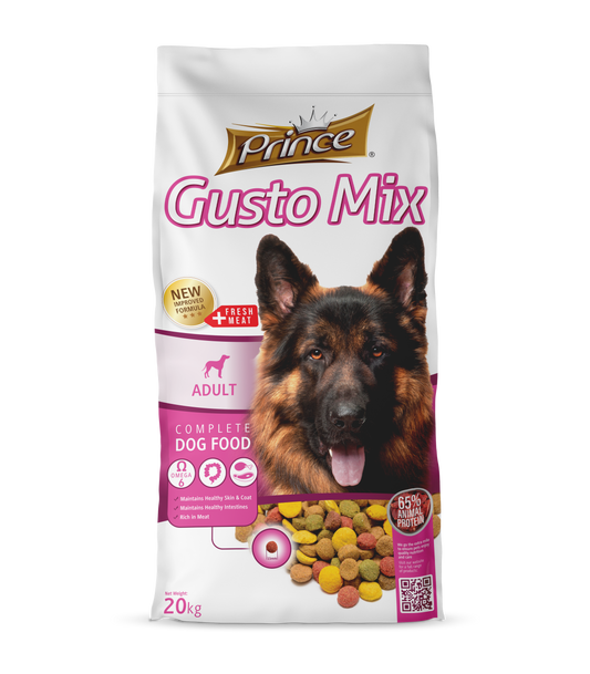 Бюджетни гранули за кучета с птиче и говеждо месо PRINCE GUSTO MIX 4KG