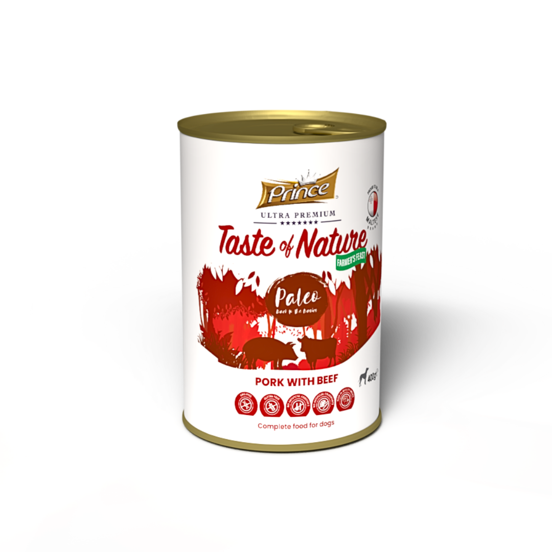 Консерва за кучета със свинско и говеждо TASTE OF NATURE PALEO Pork with beef 400GR