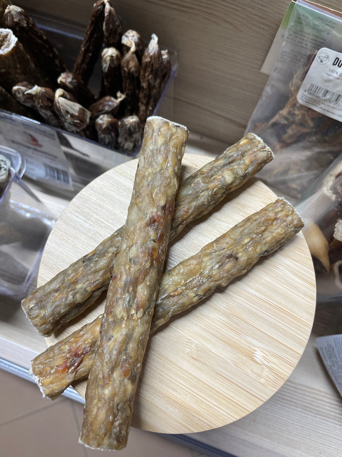 Лакомство за куче - Празнична пръчка за дъвчене гъска, круша и череша