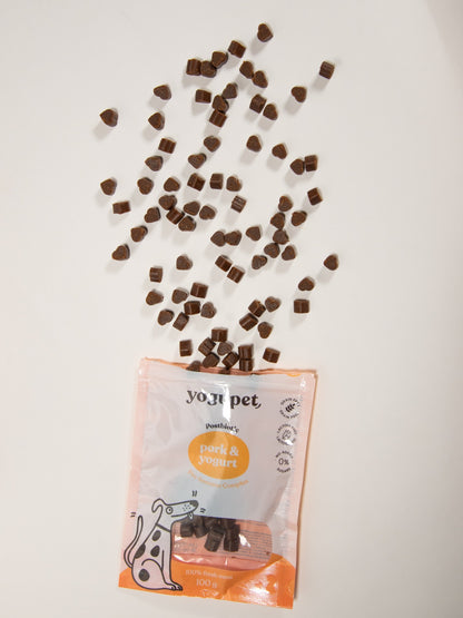 Супер вкусни лакомства за кучета със със сьомга и кефир, без зърно и без глутен Yogupet 100gr - 9 от 10 кучета се влюбват в тях