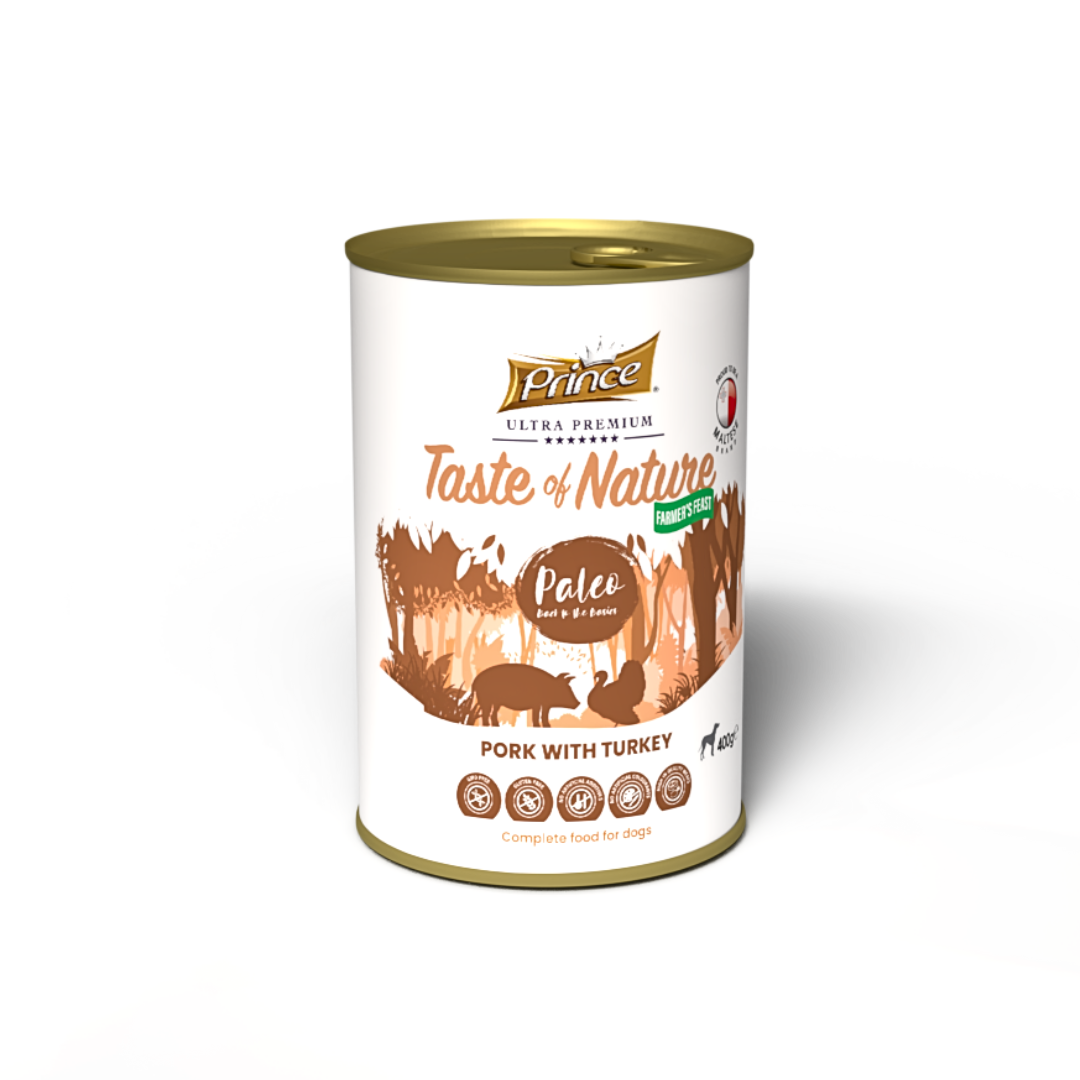 Консерва за кучета със свинско и пуешко TON PORK & TURKEY 400GR