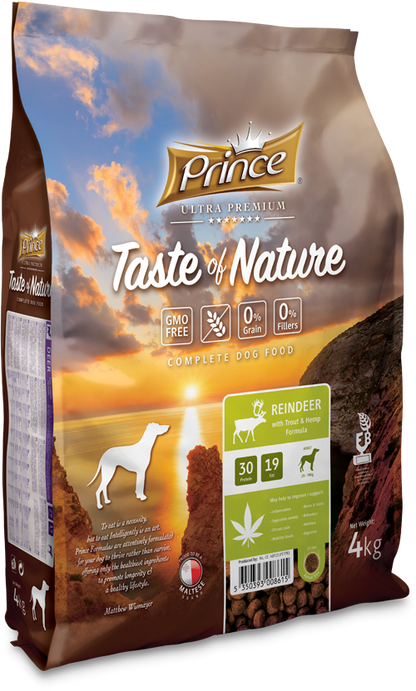Премиум гранули за кучета с месо от северен елен и сладък картоф, без зърно и глутен TASTE OF NATURE 4KG/12KG REINDEER - за средни и едри породи
