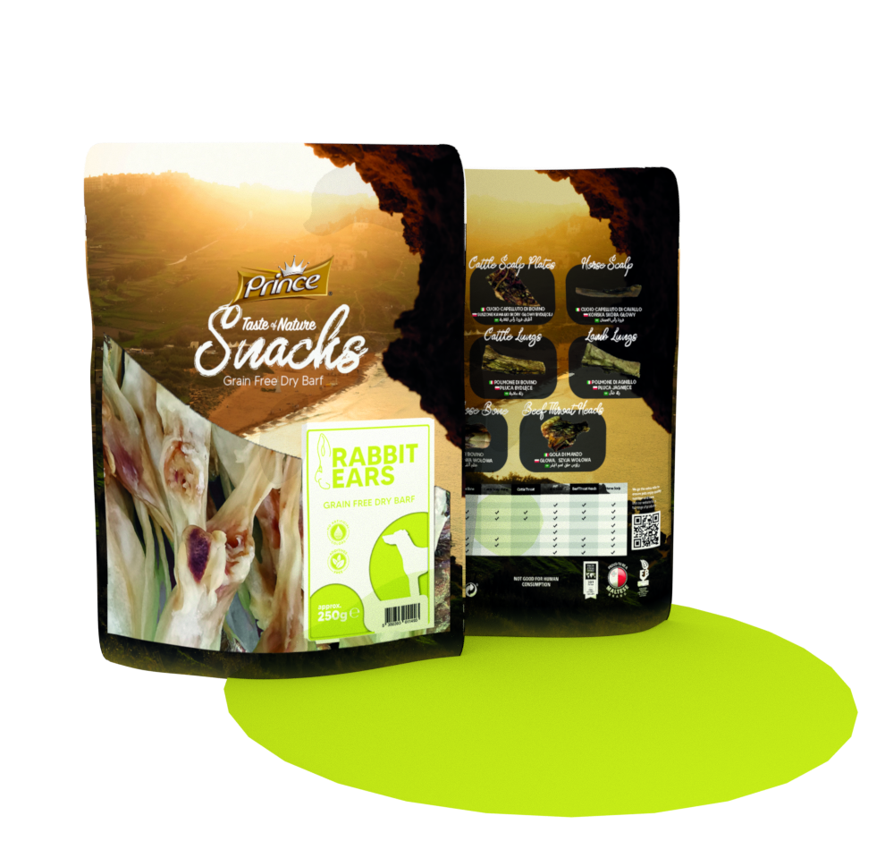 Изсушени заешки уши BARF без зърно PRINCE PREMIUM NATURAL Rabbit Ears 250g - Лакомства за кучета