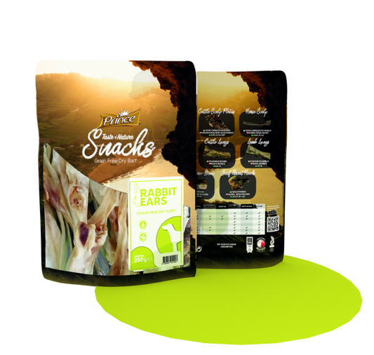 Изсушени заешки уши BARF без зърно PRINCE PREMIUM NATURAL Rabbit Ears 250g - Лакомства за кучета