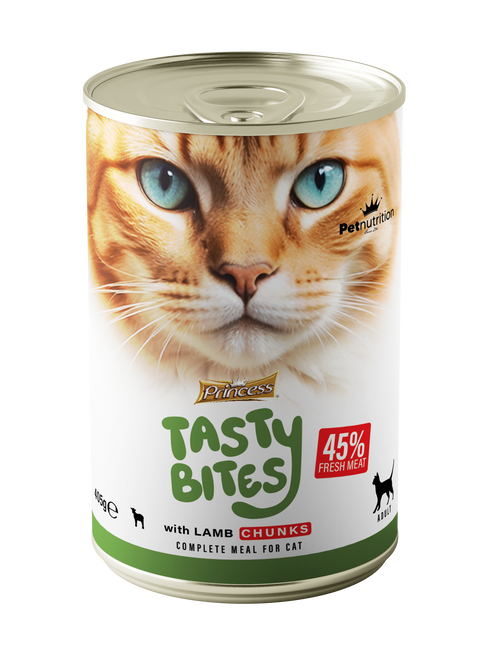 Princess Tasty Bites мокра храна за котки с парченца агнешко месо.