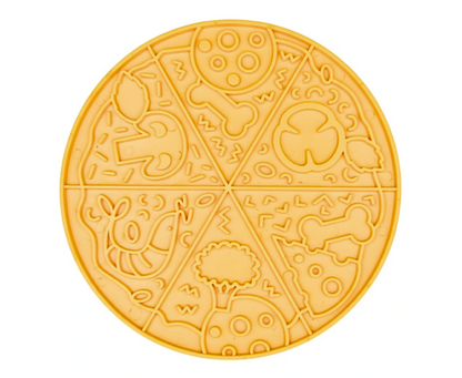 Неплъзгаща подложка за близане за кучета и котки Fiboo Licking Mat Fizza Yellow - забавя храненето, успокоява и отпуска