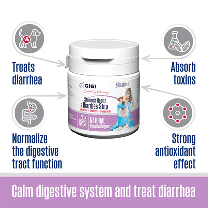 Хранителна добавка при диария и стомашен дискомфорт за  котки и кучета GIGI VET Stomach Support and Diarrhea Stop
