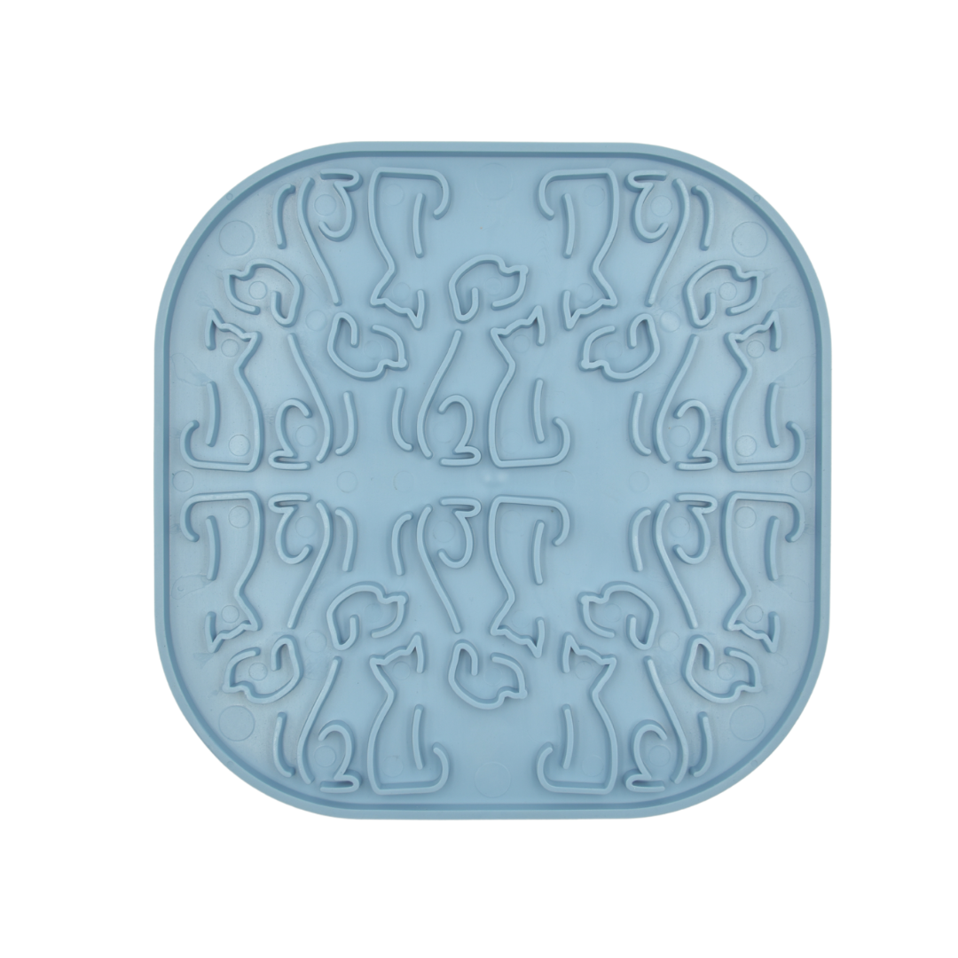 Лепкава подложка за близане за кучета и котки Fiboo Licking Mat Lollipop Sticky Yellow/Blue – за успокояване по време на груминг процедури