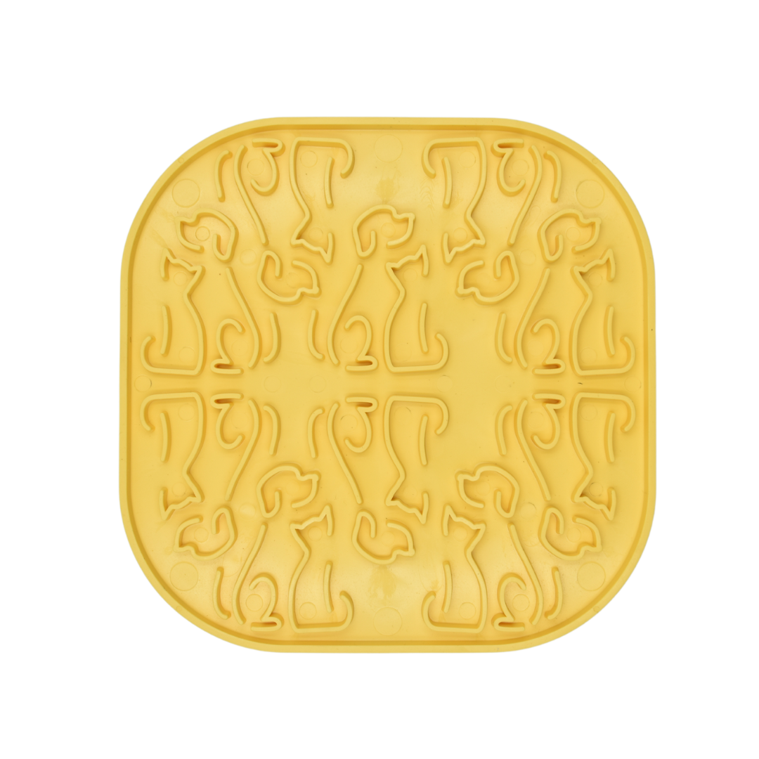 Лепкава подложка за близане за кучета и котки Fiboo Licking Mat Lollipop Sticky Yellow/Blue – за успокояване по време на груминг процедури