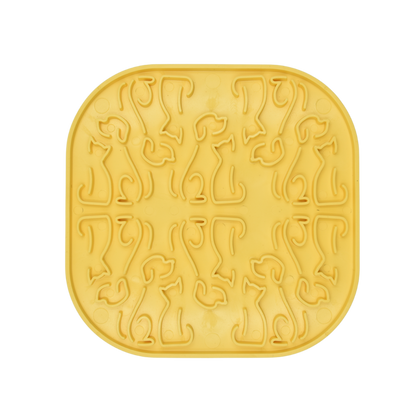 Лепкава подложка за близане за кучета и котки Fiboo Licking Mat Lollipop Sticky Yellow/Blue – за успокояване по време на груминг процедури